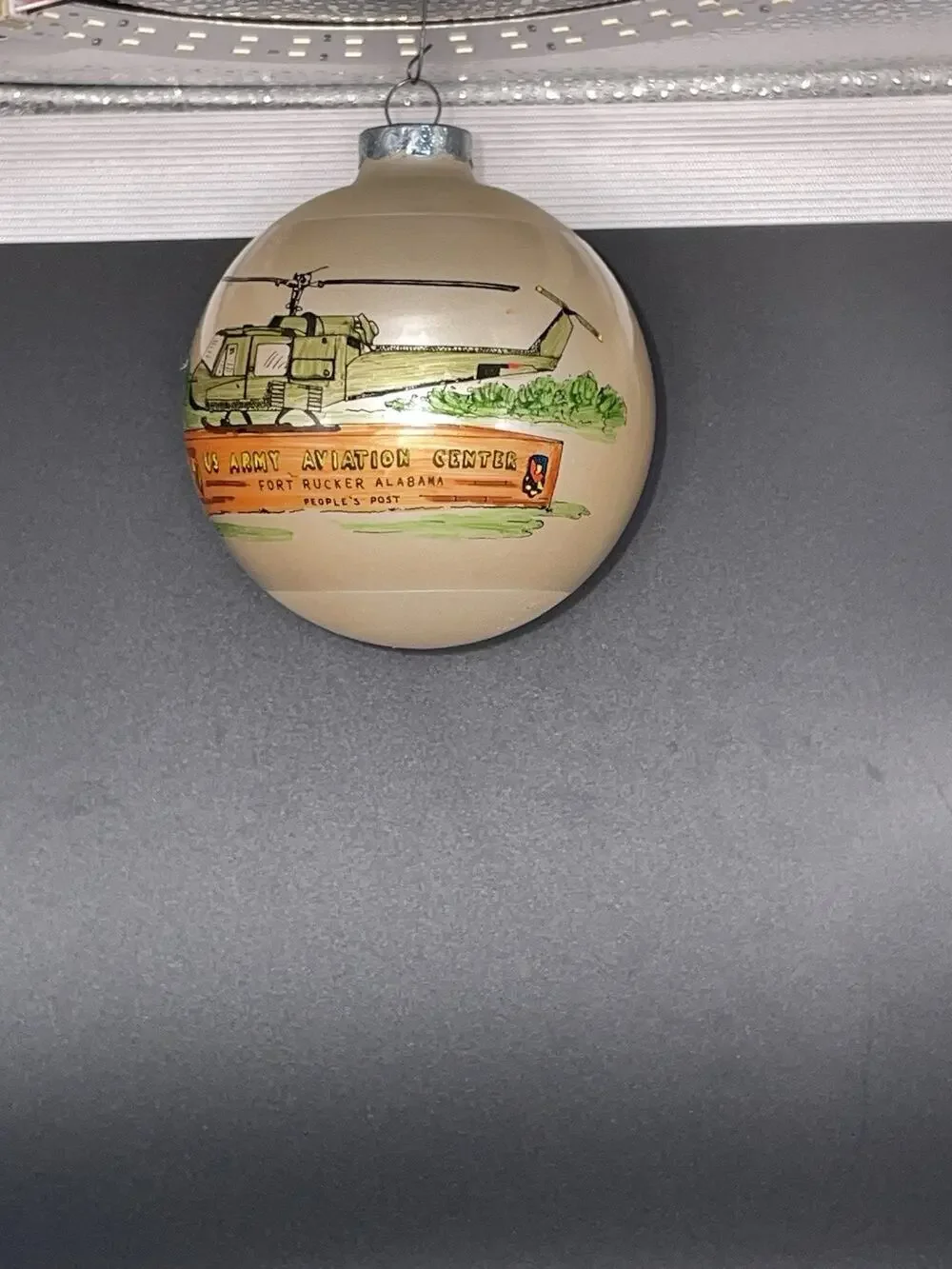 Vintage Glass Ornament Military Fort Rucker People’s Post